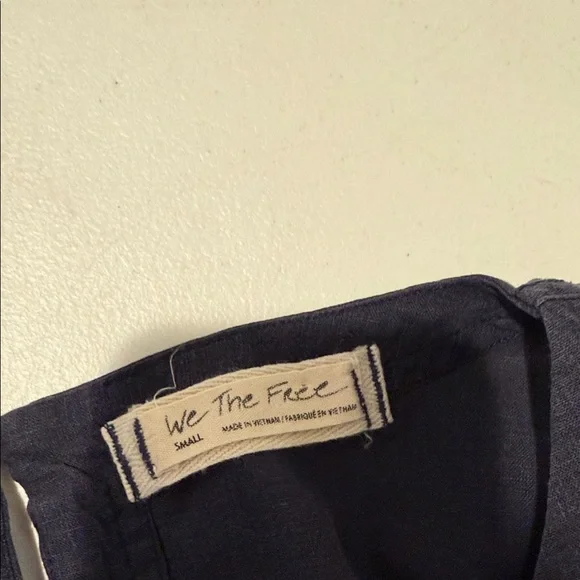We The Free Navy Oversized Small Babydoll Flowy Relaxed Fit Pockets Linen Blend - Picture 15 of 15